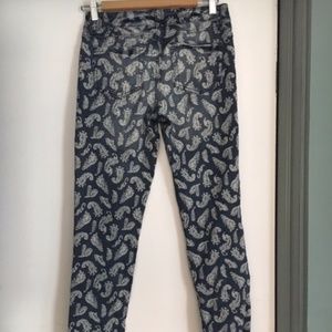 Blue Denim Paisley Distressed Skinny Jeans